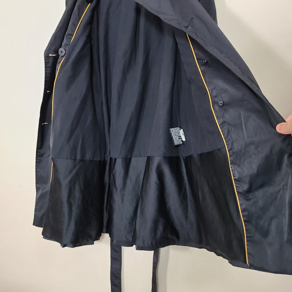 DKNY Black Trench Rain Coat S Lined Belted Pleated Casual Streetwear Fleur Noire - Picture 9 of 15